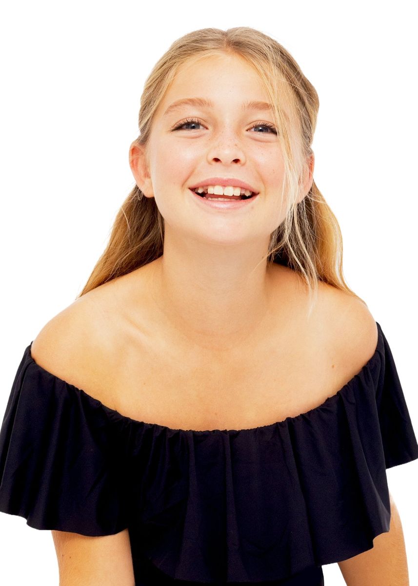 Black Swimsuit with Ruffles