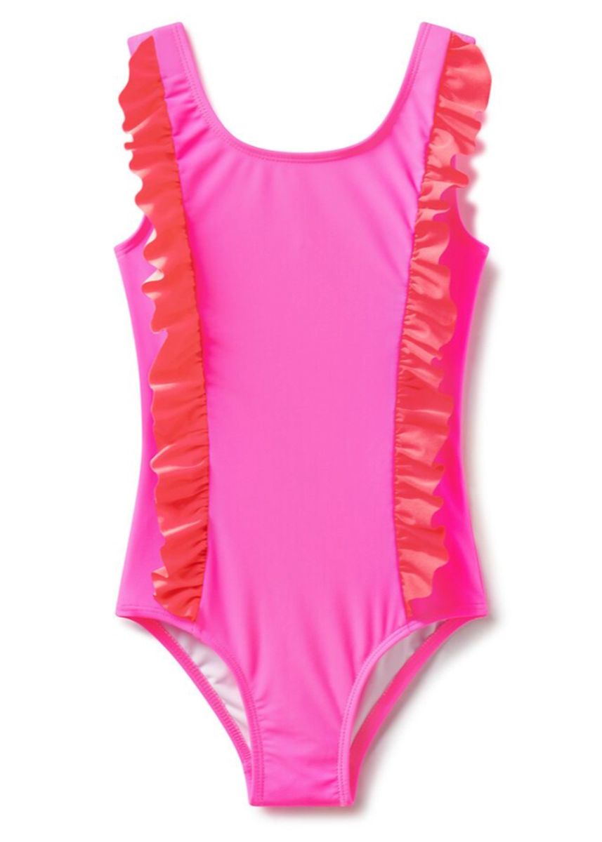 Neon Pink & Red Ruffle Swimsuit