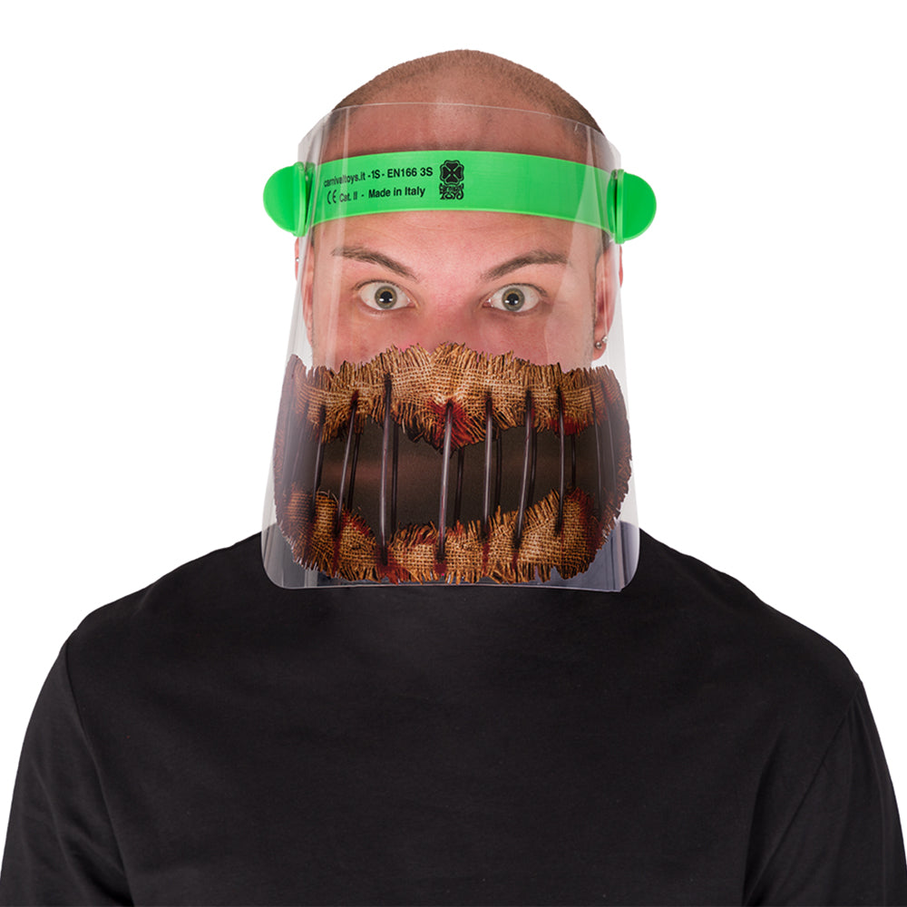Protective Face Shield Visor With Removable Adhesive Mouth Scarecrow