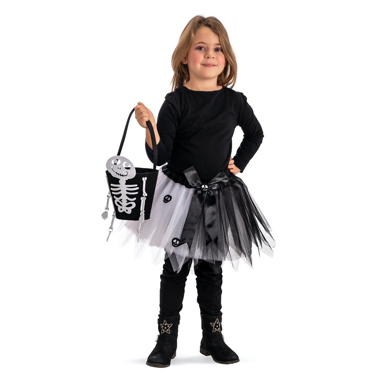 Skeleton Trick or Treat Felt Bag