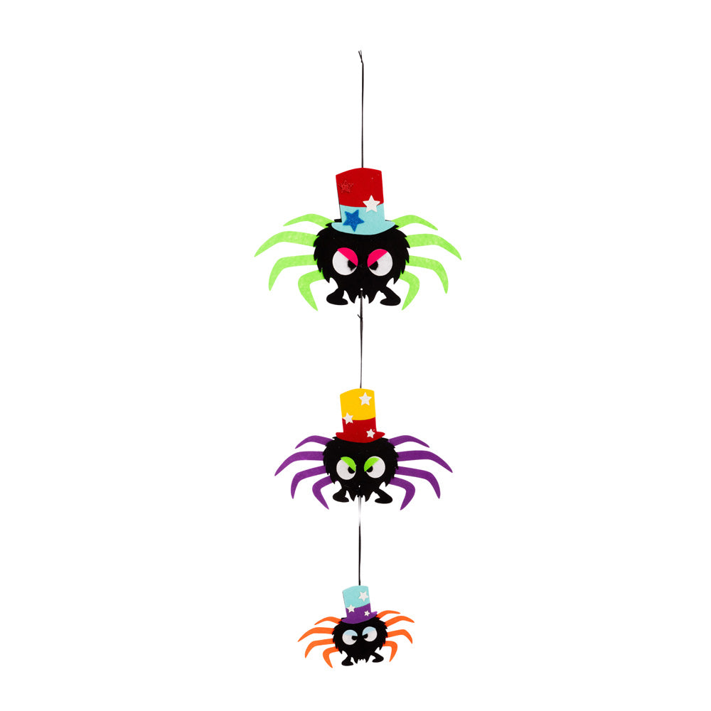 Hanging Spiders Felt String with Hat