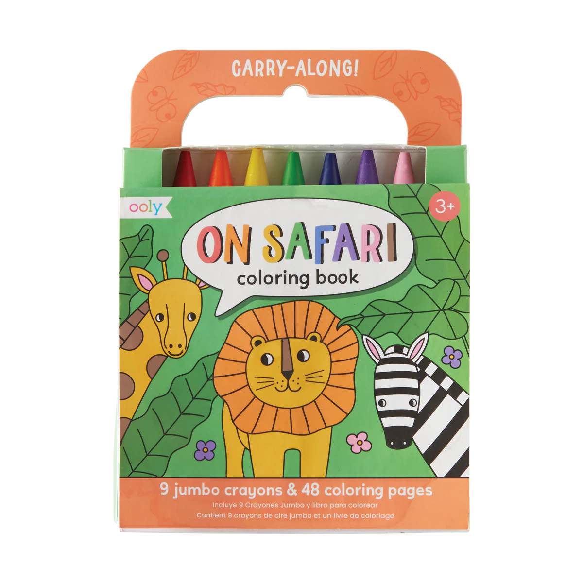 Coloring Book and Crayon Set - On Safari - Set of 9 Crayons