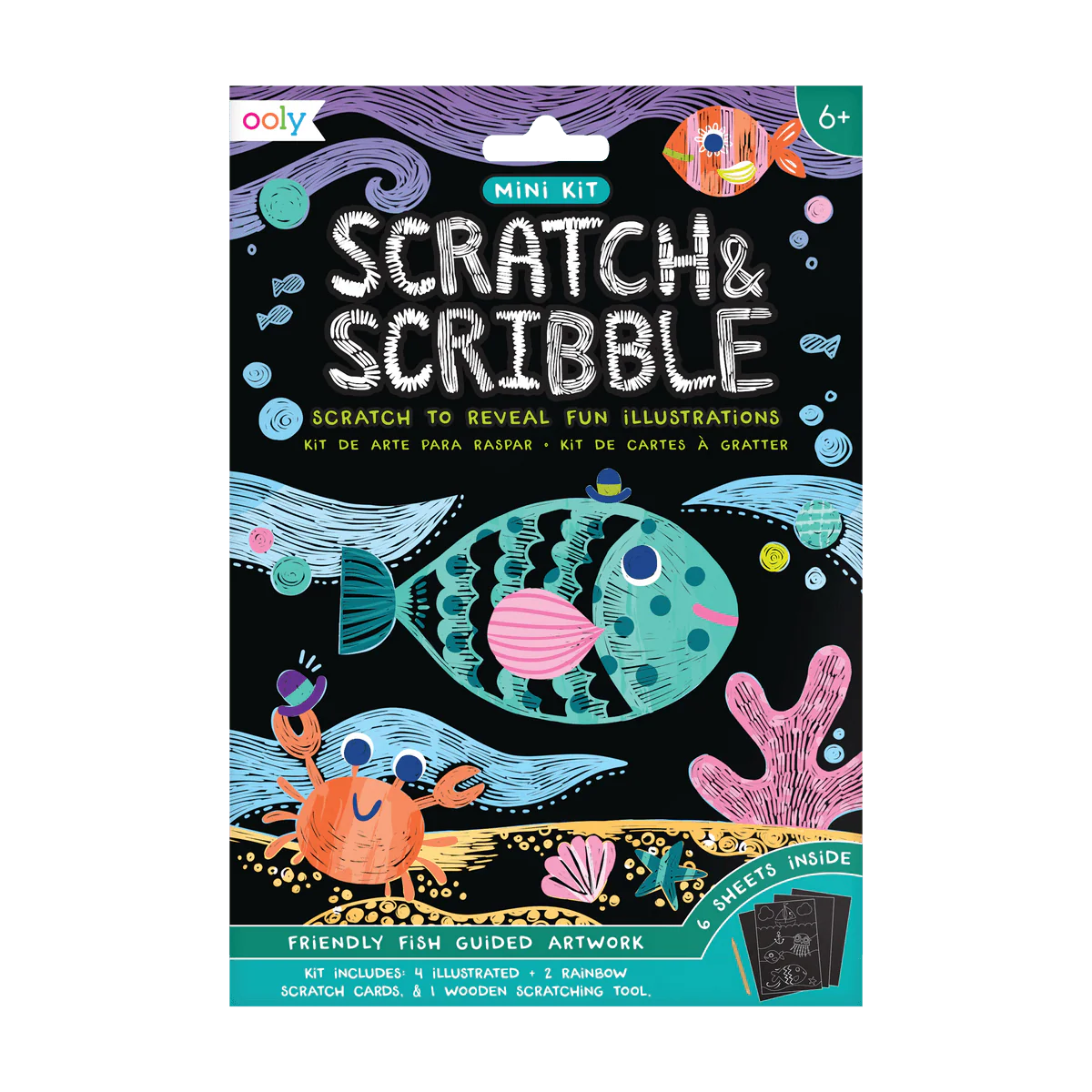 Friendly Fish Scratch and Scribble Mini Scratch Art Kit