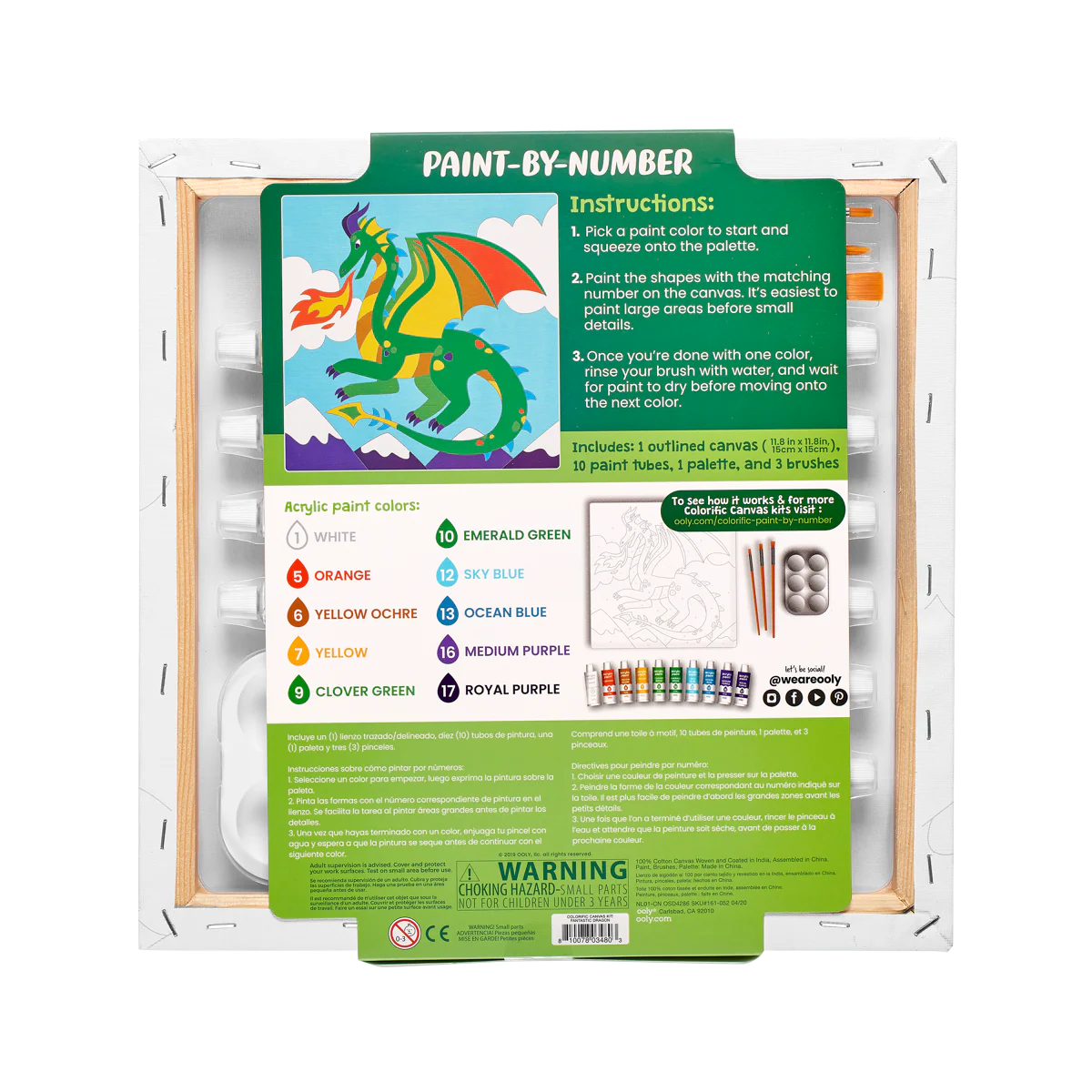 Colorific Canvas Paint by Number Kit - Fantastic Dragon