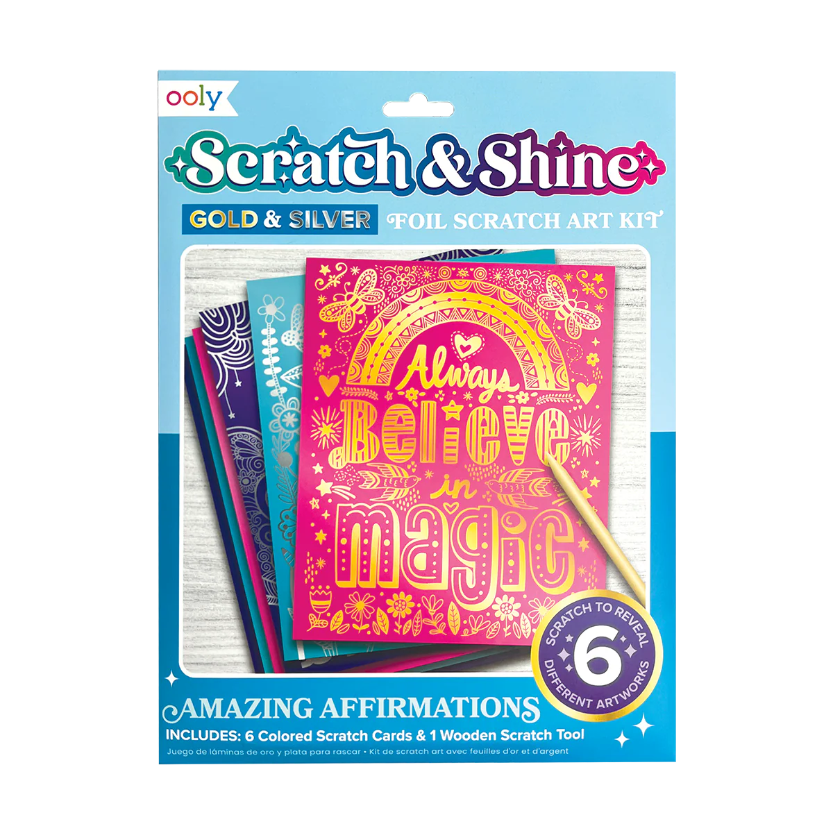Scratch and Shine Foil Scratch Art Kit - Amazing Affirmations