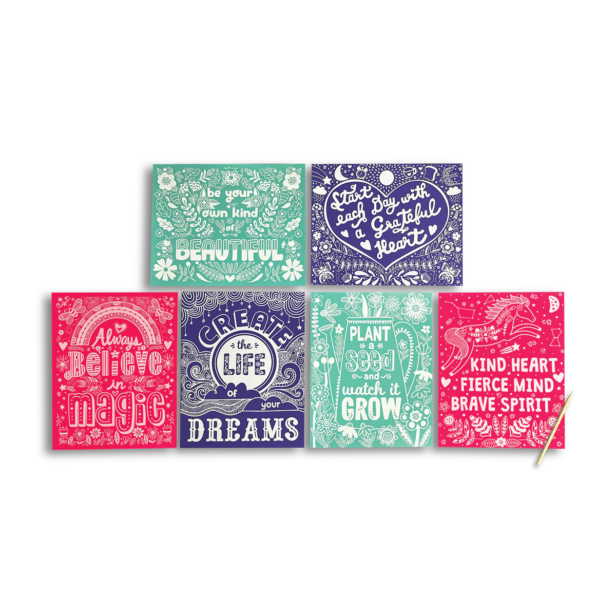 Scratch and Shine Foil Scratch Art Kit - Amazing Affirmations