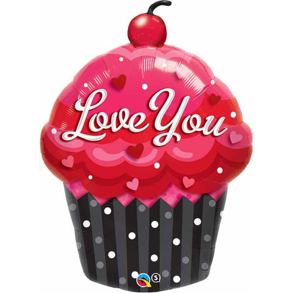 Love You Cupcake Jumbo Foil Balloon 35"