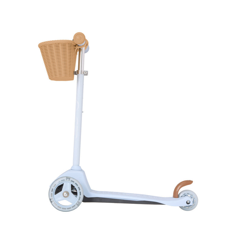 سكوتر إيفو ميني كروزر أزرق سماوي – سكوتر للأطفال مع سلة أمامية / لعبة ركوب بإضاءة