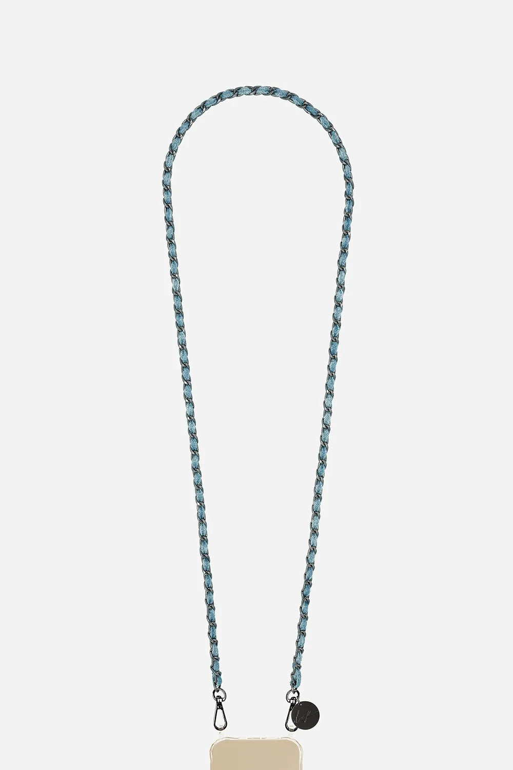 Cali Metal Silver and Blue Jean Long Chain 120 cm