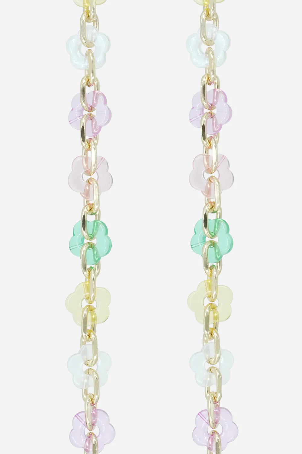 Cassy Long Chain with Transparent Pastel Flowers 120 cm