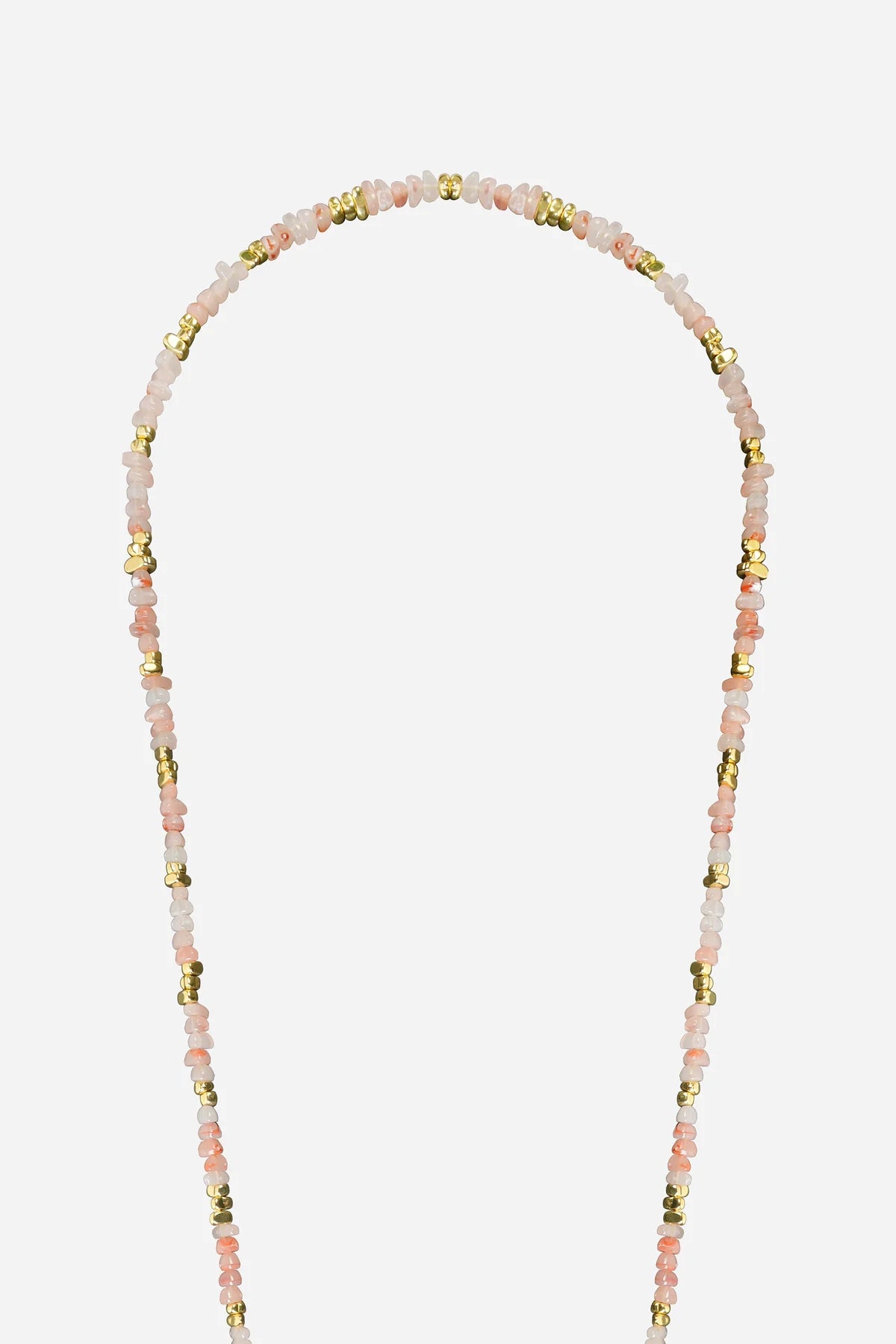 Liviya Long Chain with Pink and Gold Beads 120 cm
