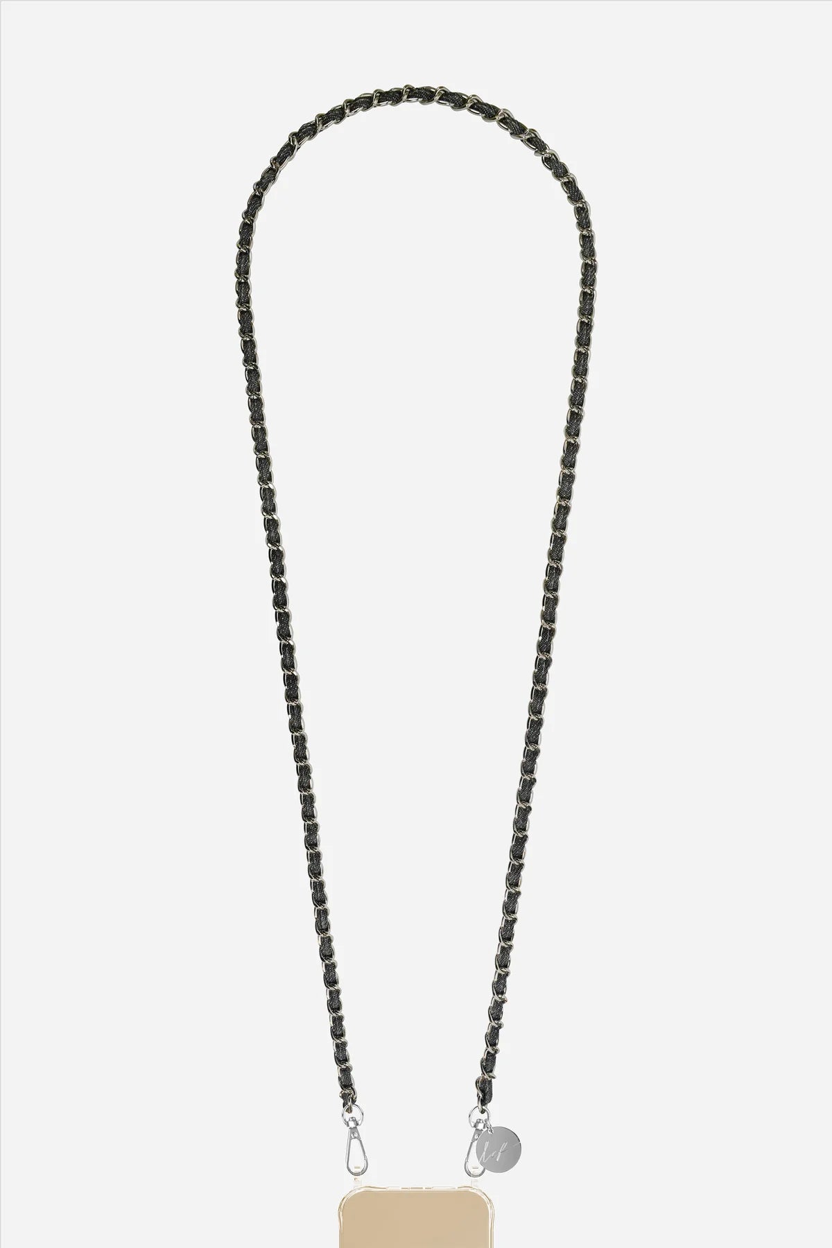 Cali Metal Silver and Black Jean Long Chain 120 cm