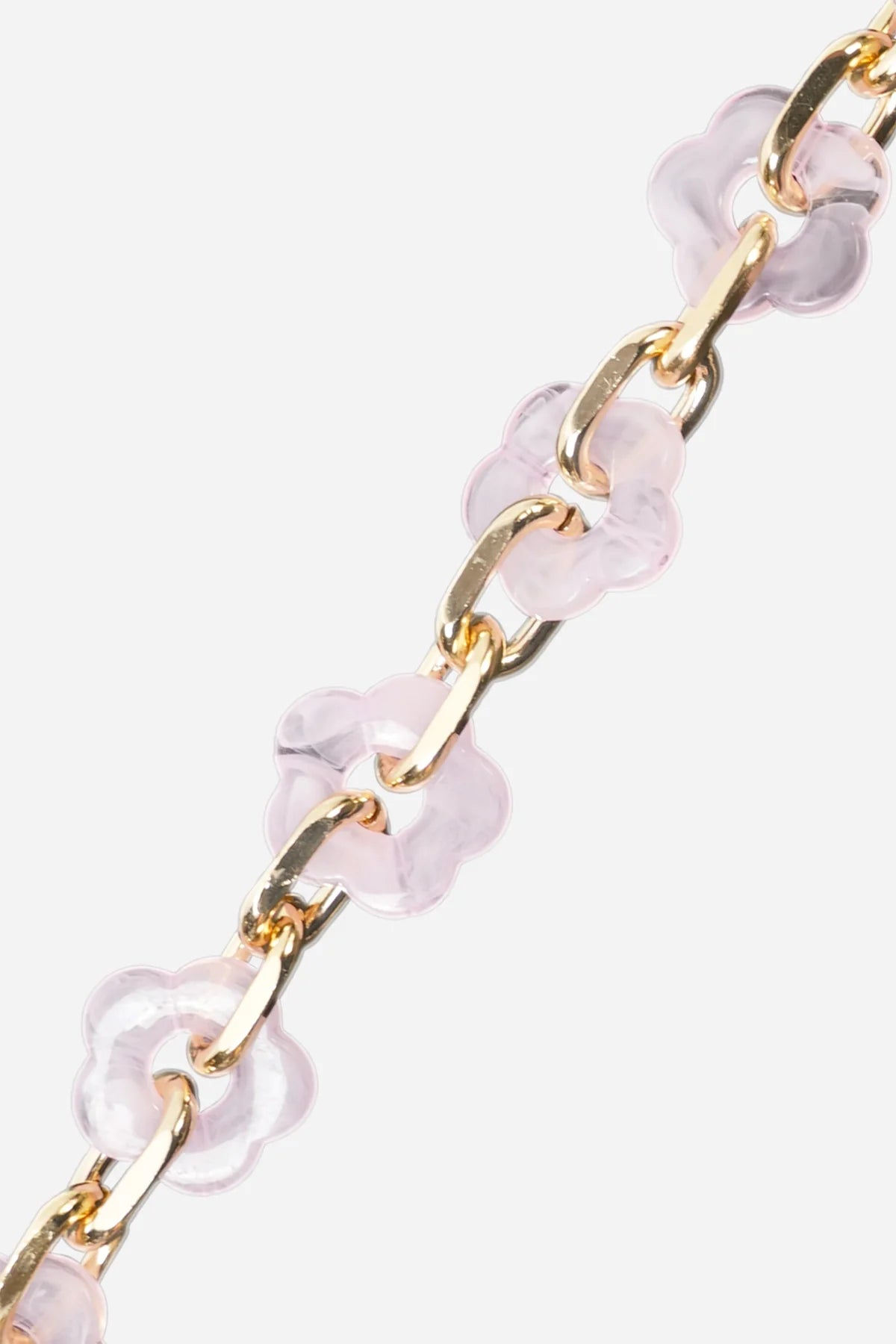 Cassy Long Chain with Transparent Pink Flowers 120 cm