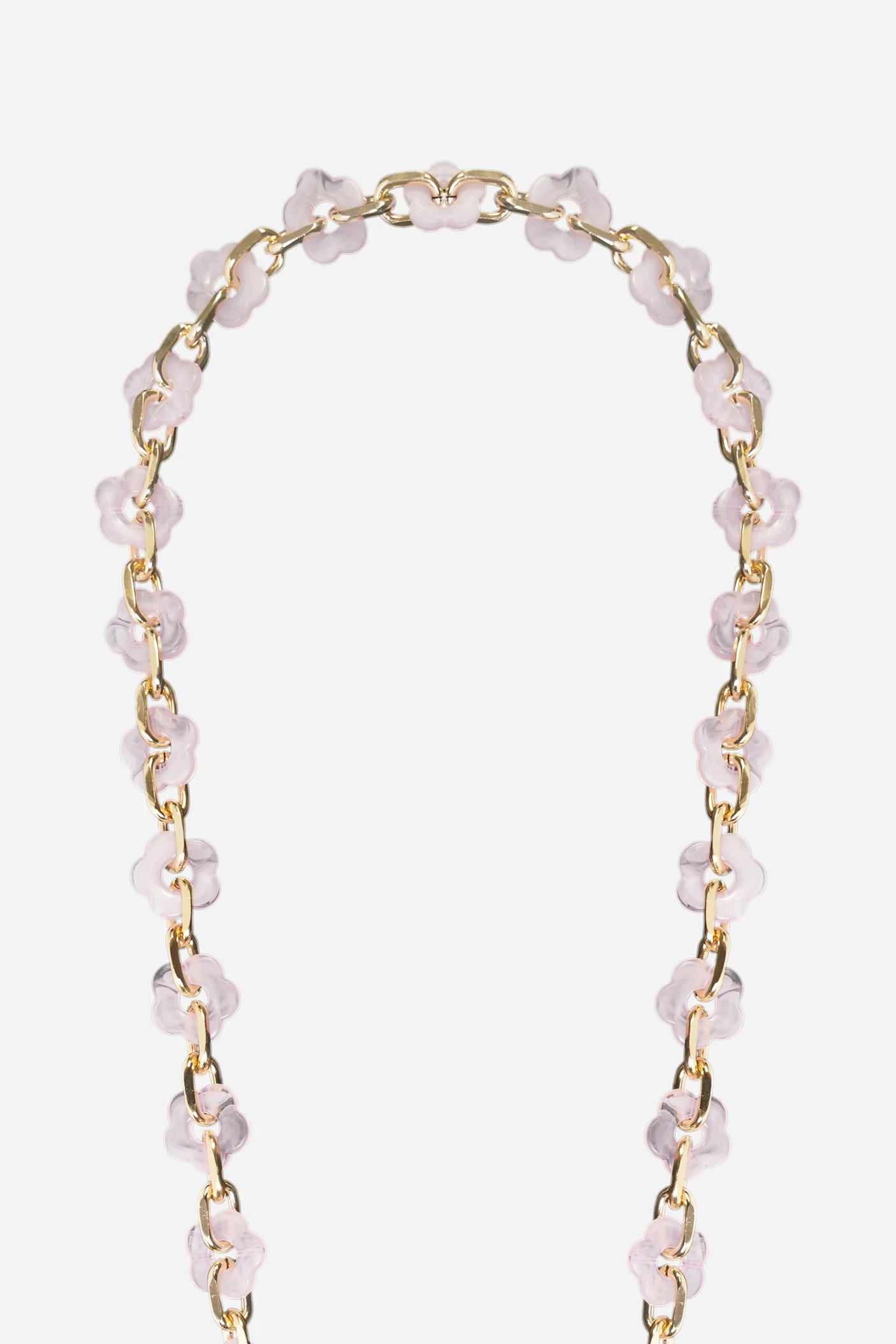 Cassy Long Chain with Transparent Pink Flowers 120 cm