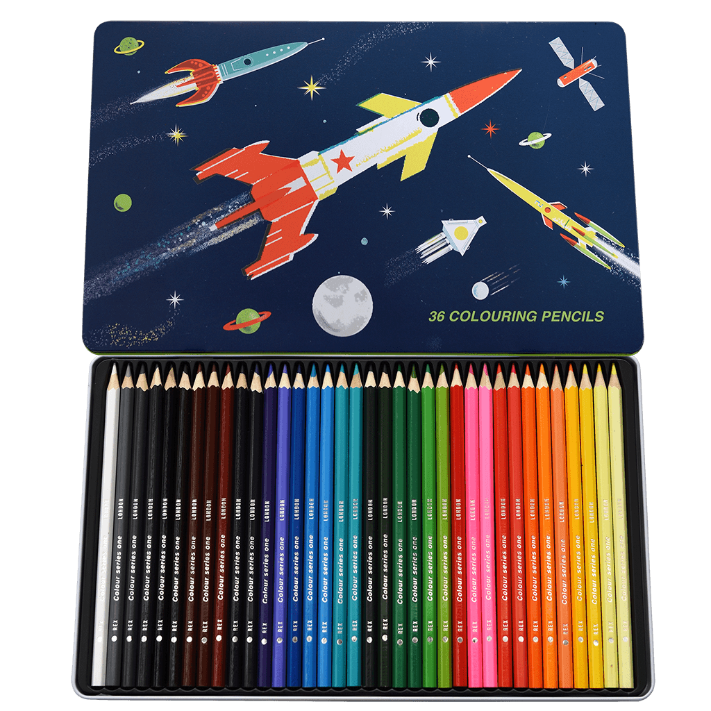 Space Age 36 Colouring Pencils In A Tin