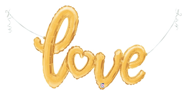 47" Air-filled Shape Love Script - Gold Foil Balloon