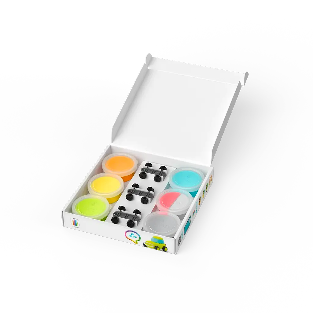 Eco Cars. Colorful modeling air-dry clay, 6 cans