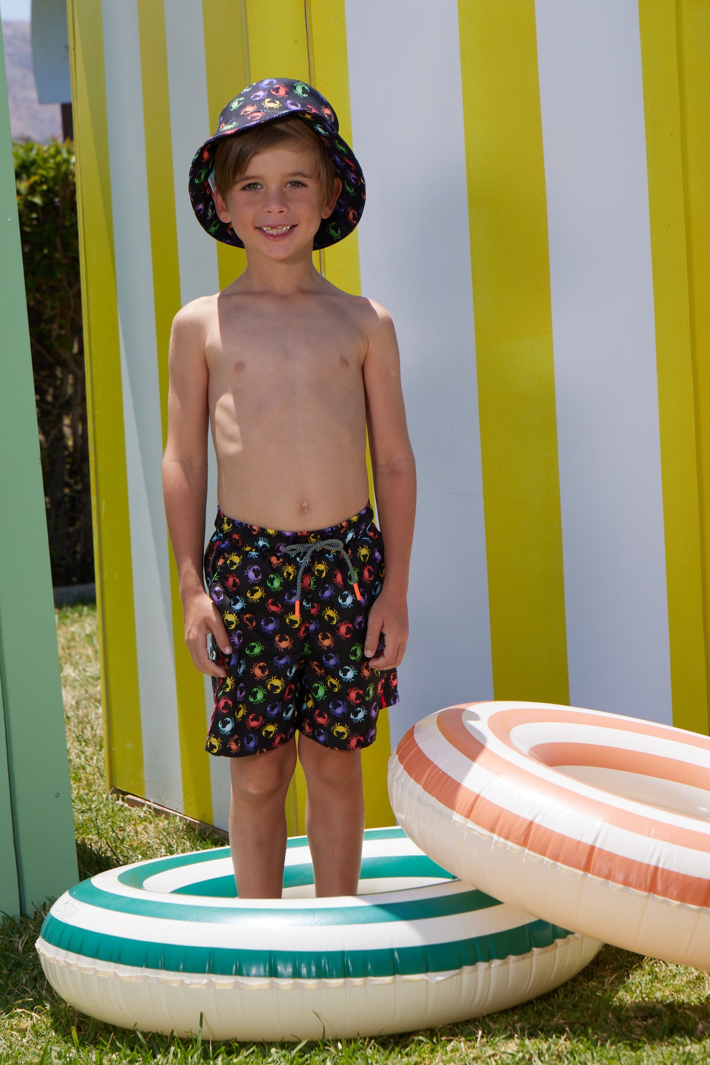 Boy's Swimshorts - Neon Crabs