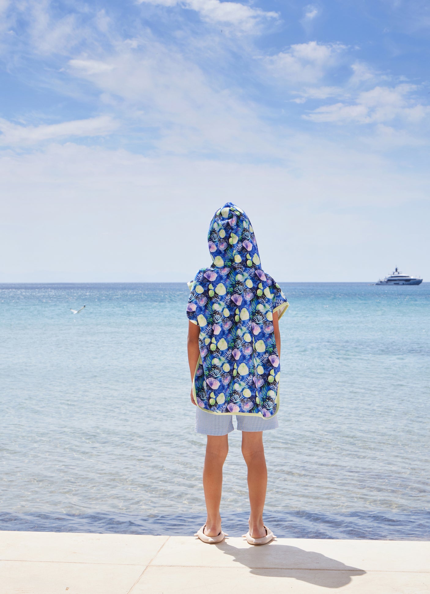Hooded Terry Poncho - Seashells