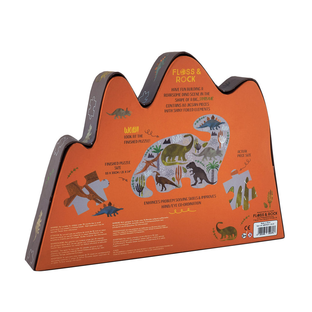 80 Piece Dino Shaped Jigsaw with Shaped Box - DINOSAUR
