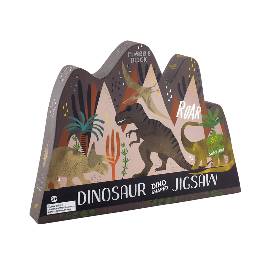 80 Piece Dino Shaped Jigsaw with Shaped Box - DINOSAUR