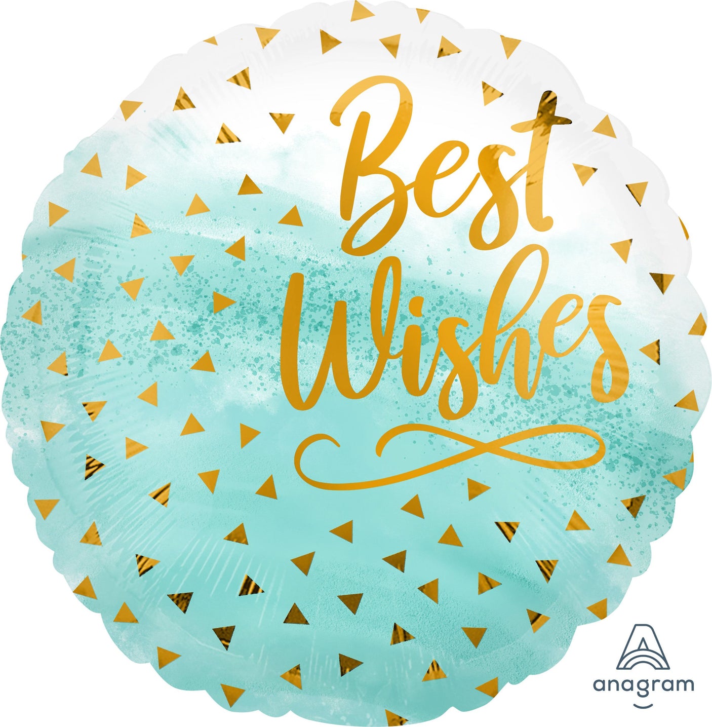 18" Best Wishes Gold Confetti Balloon