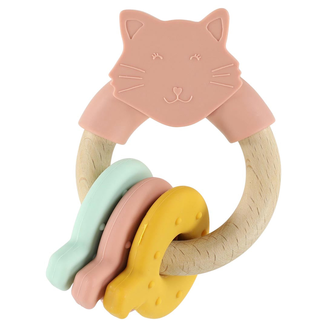 Wooden silicone activity ring - Mrs. Cat