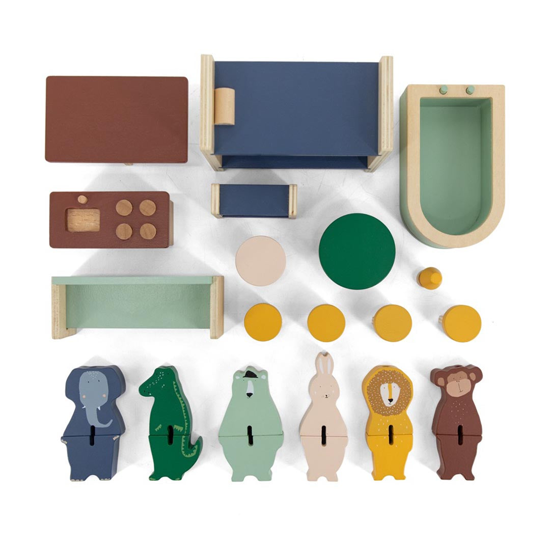 بيت لعب خشبي مع إكسسوارات