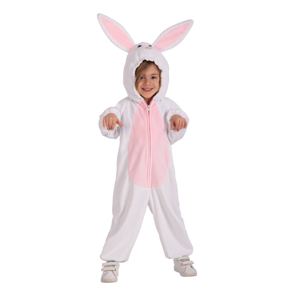 White and White Bunny Fleece Suit with Hoodie