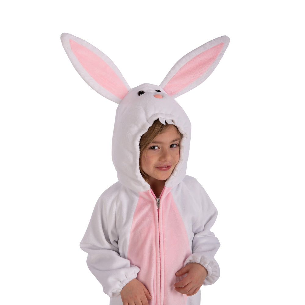 White and White Bunny Fleece Suit with Hoodie