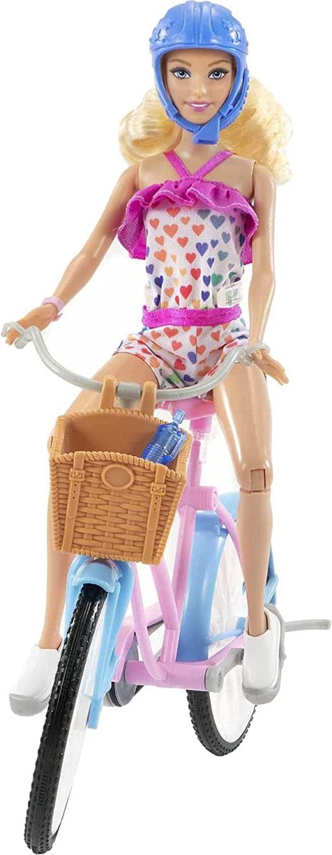 Barbie Doll and Bike Playset with Doll, Bicycle with Rolling Wheels & Water Bottle Accessory