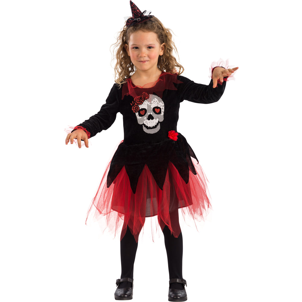 Skeleton Costume for Girls Red/Black