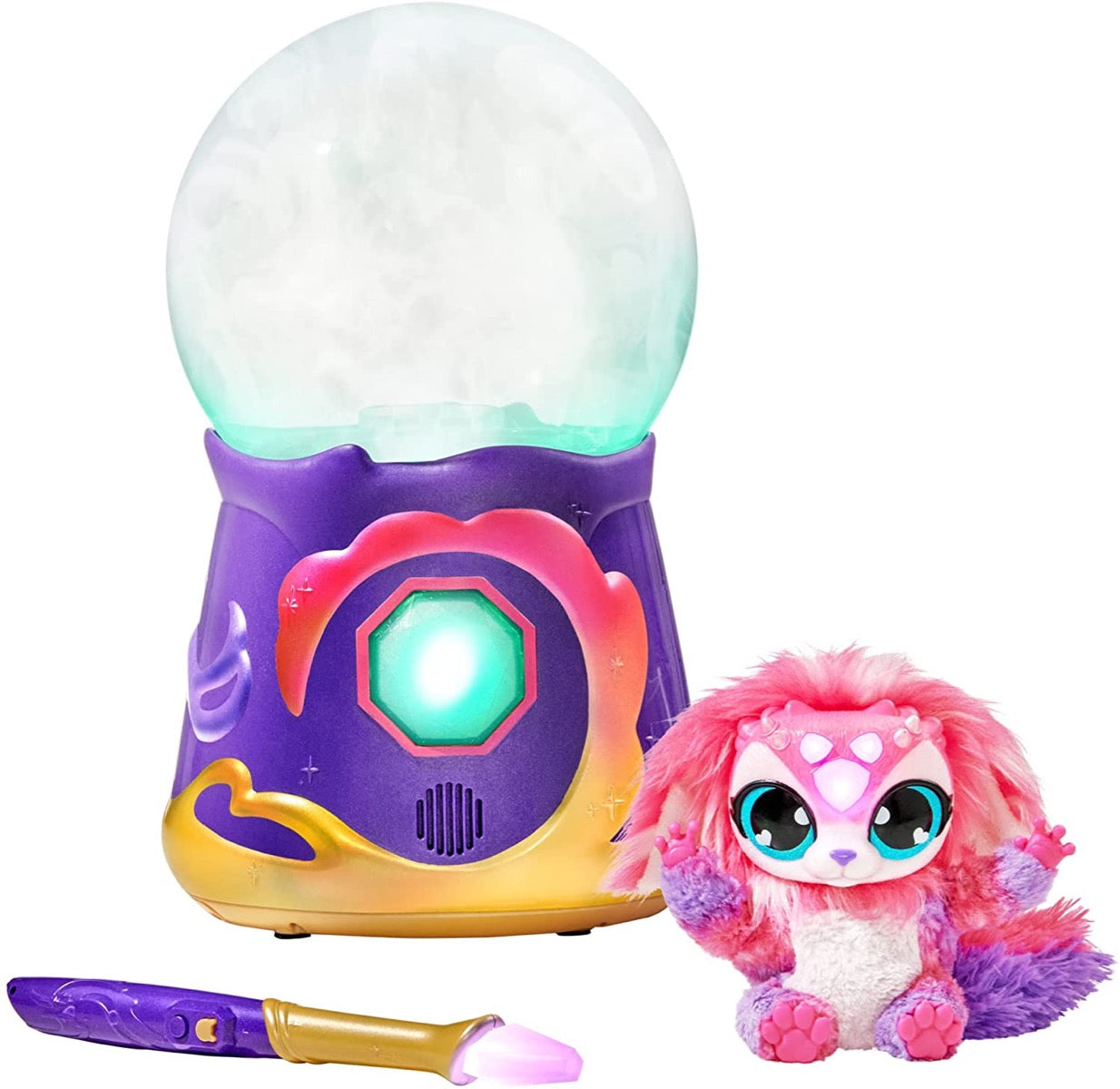 Magic Mixies Magical Misting Crystal Ball with Interactive 8 inch Pink Plush Toy and 80+ Sounds and Reactions