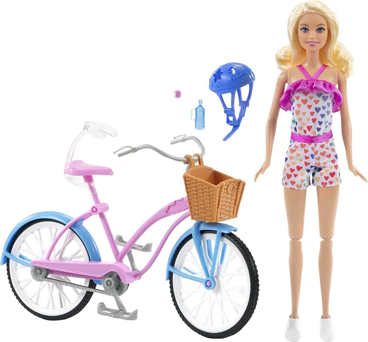 Barbie Doll and Bike Playset with Doll, Bicycle with Rolling Wheels & Water Bottle Accessory