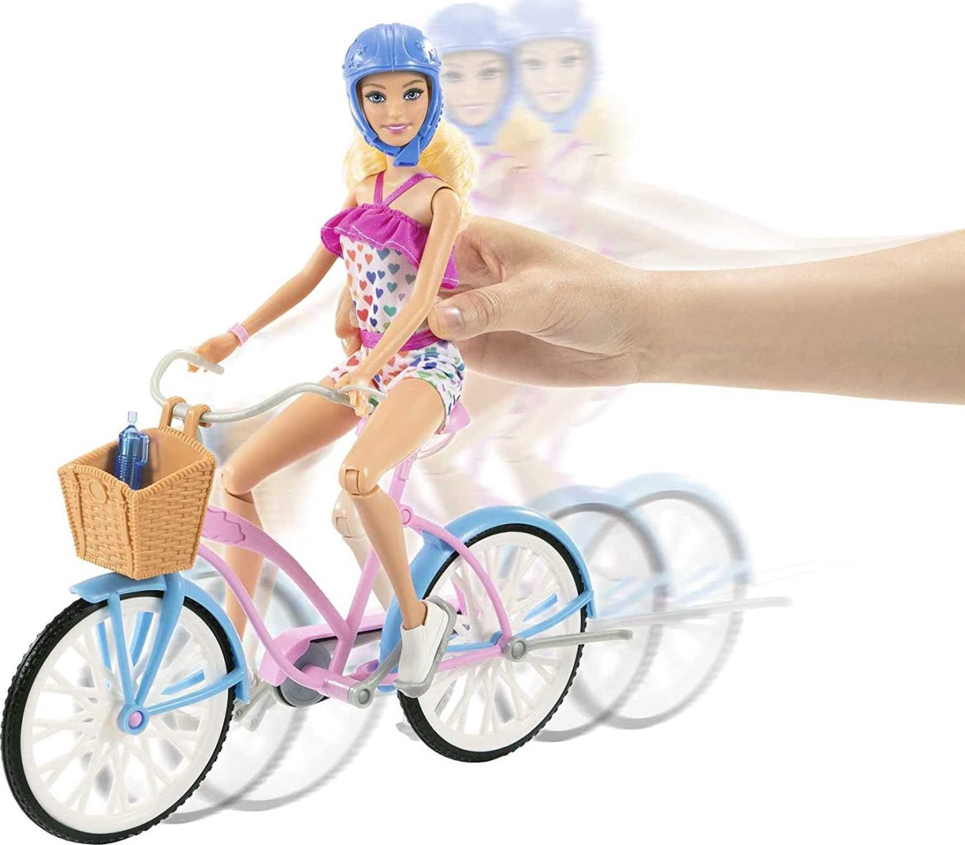 Barbie Doll and Bike Playset with Doll, Bicycle with Rolling Wheels & Water Bottle Accessory