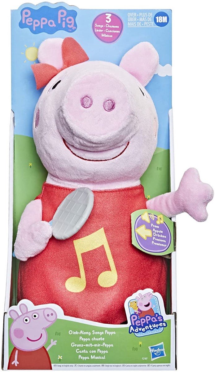 Peppa Pig Oink-Along Songs Peppa Singing Plush Doll with Sparkly Red Dress and Bow