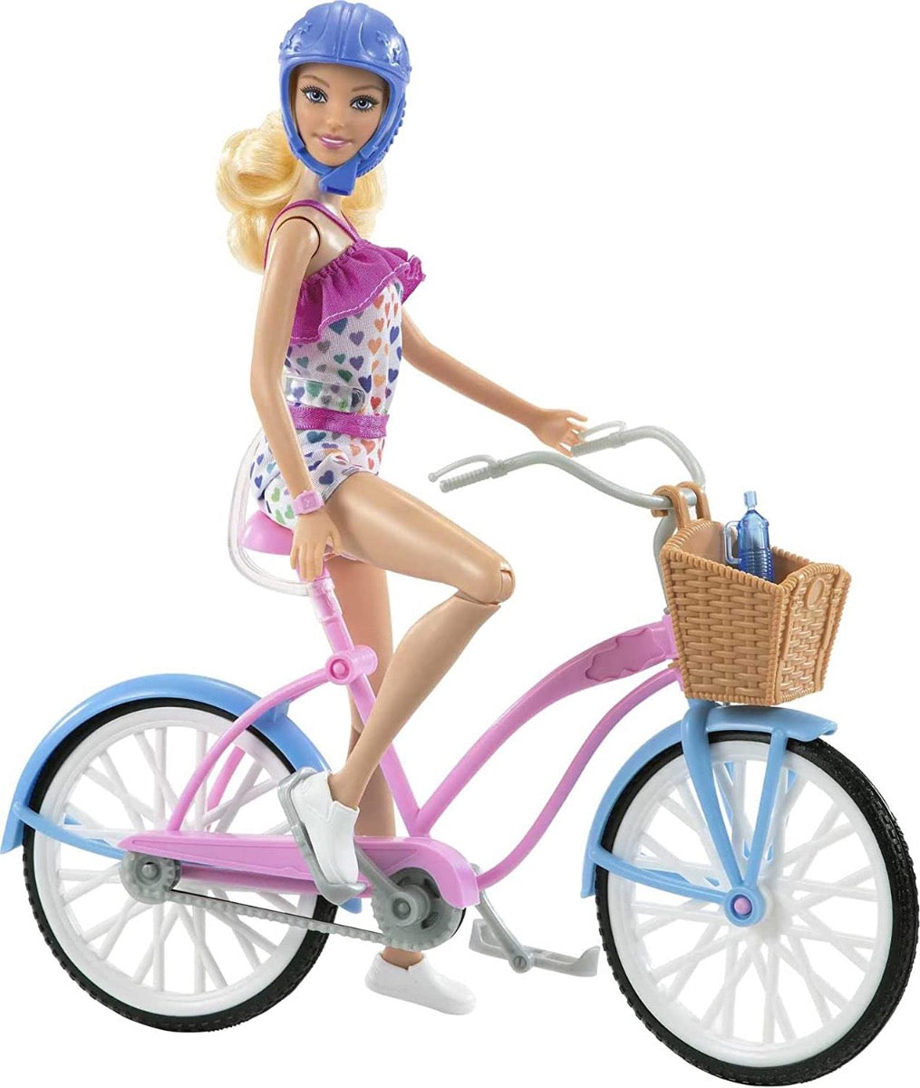 Barbie Doll and Bike Playset with Doll, Bicycle with Rolling Wheels & Water Bottle Accessory