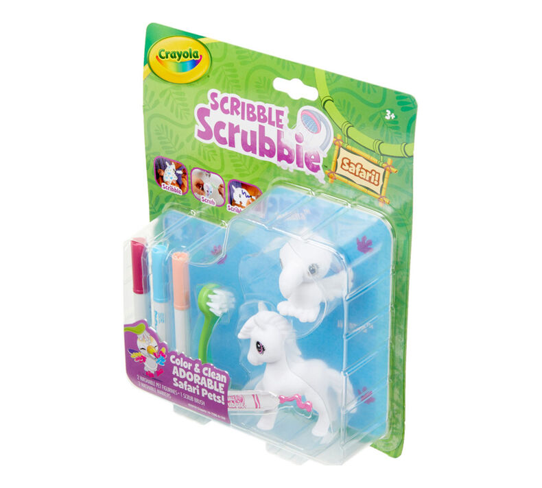 Scribble Scrubbie Safari Animals, Bird & Zebra, 2 Count