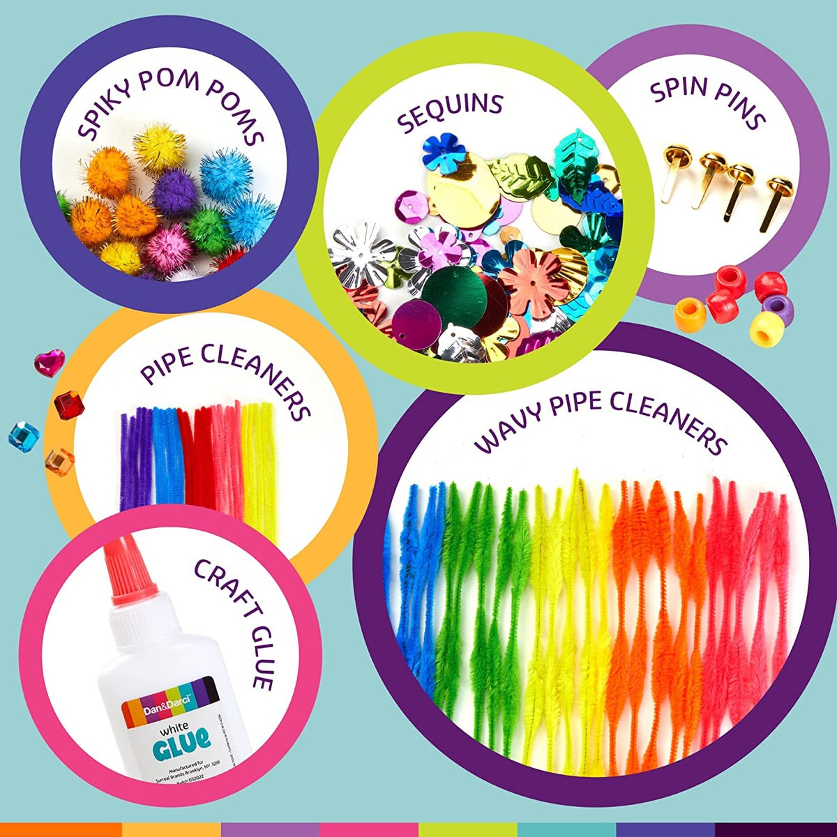 Arts & Crafts Supplies Kit for Kids and Toddlers With Storage Bin