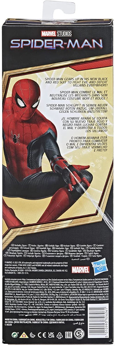 Spider-Man Marvel Titan Hero Series 12-Inch New Red and Black Suit Action Figure Toy, Movie Inspired, for Kids Ages 4 and Up