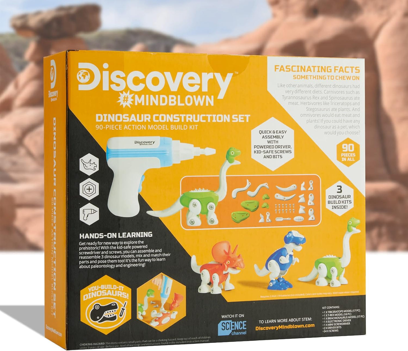 Dinosaur Construction Set, 90-Piece Action Model Build Kit
