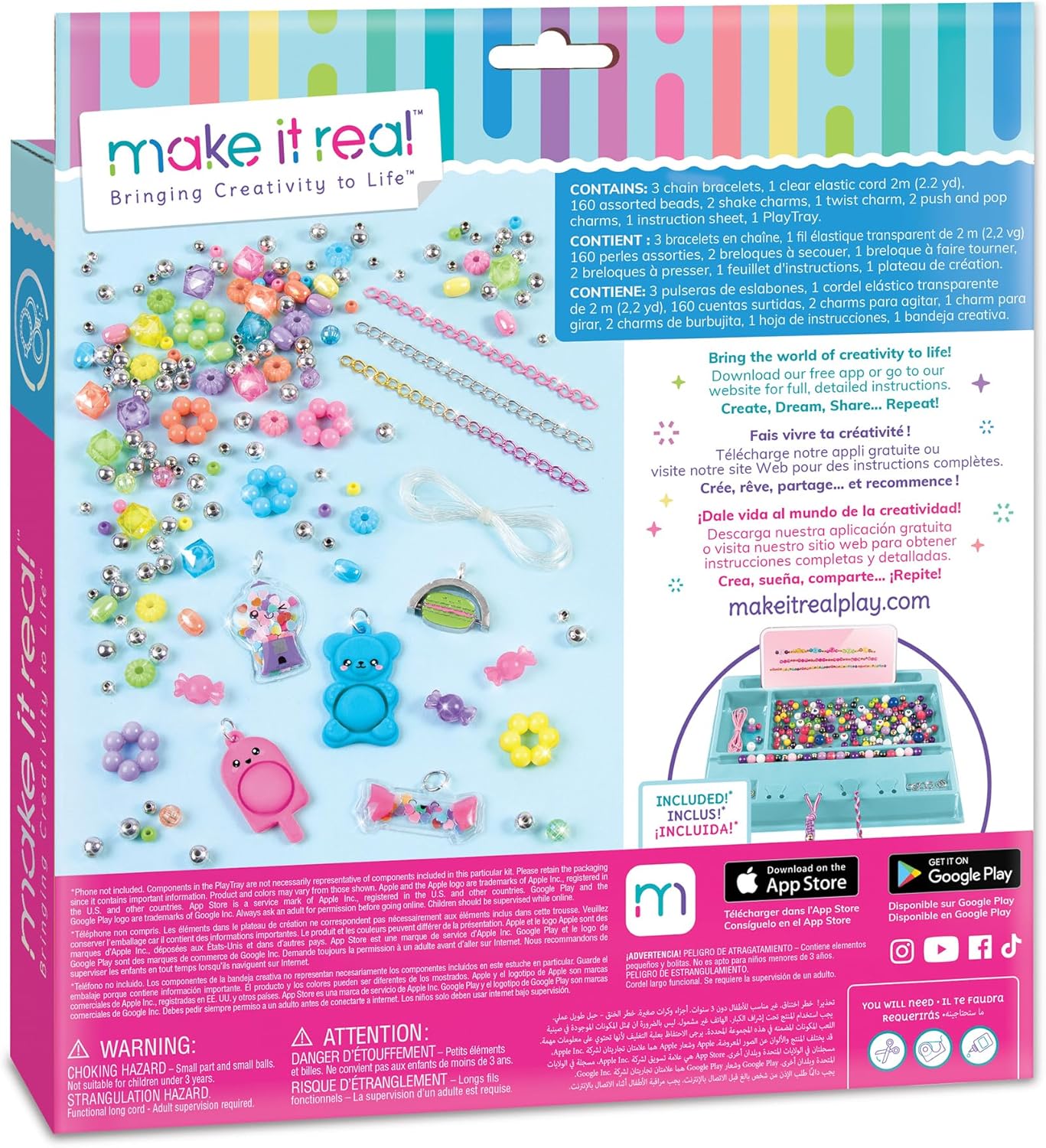 Pop! Shake! Twist! DIY Bracelet Kit - Make 7 Scensory Charm Bracelets, 171pcs