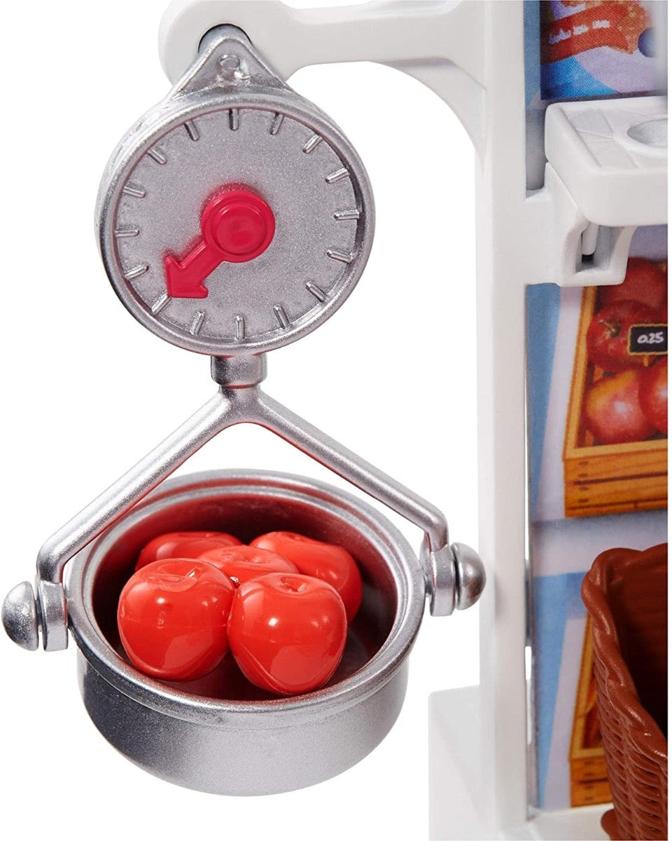 Barbie Doll, Grocery Store with Rolling Cart and Working Belt