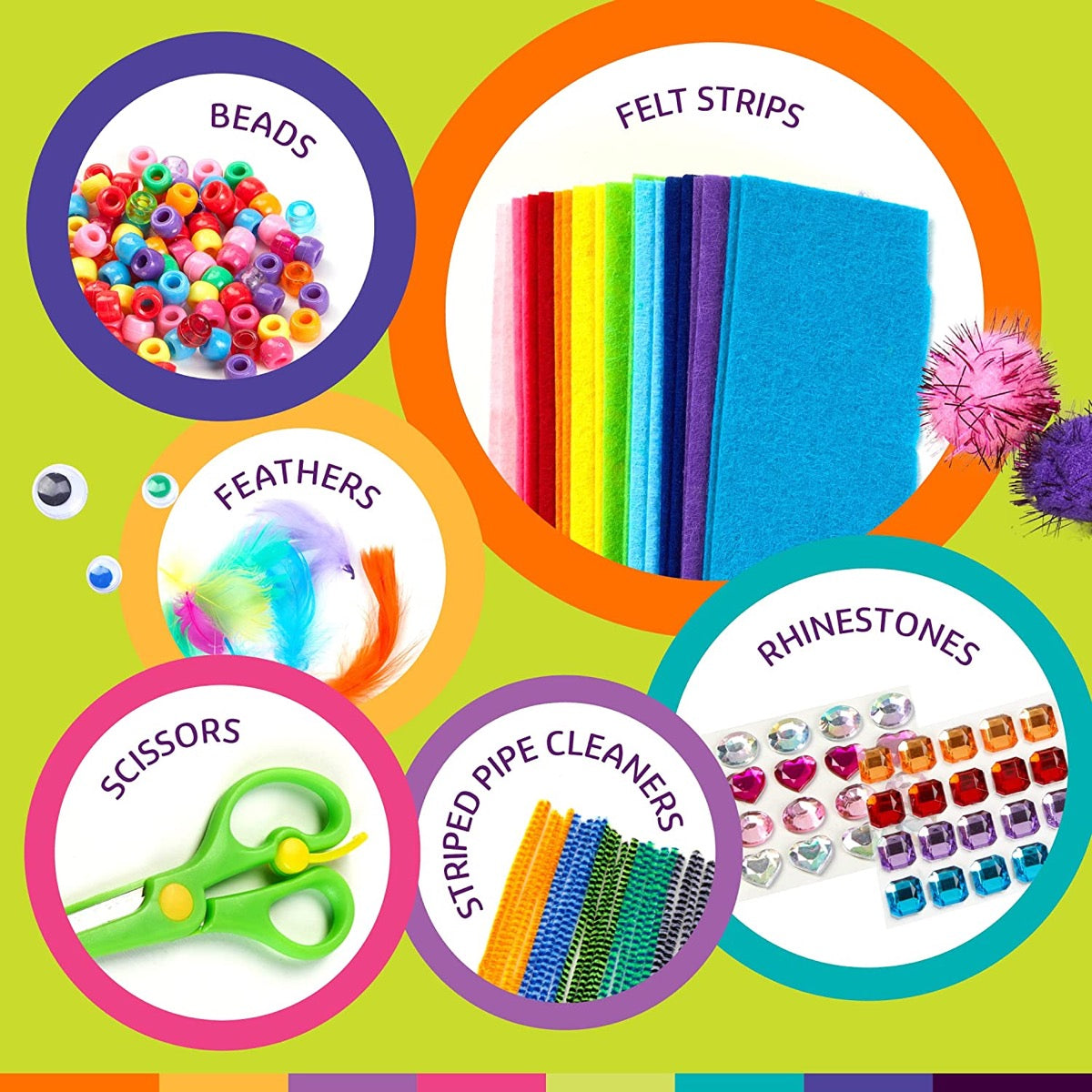 Arts & Crafts Supplies Kit for Kids and Toddlers With Storage Bin
