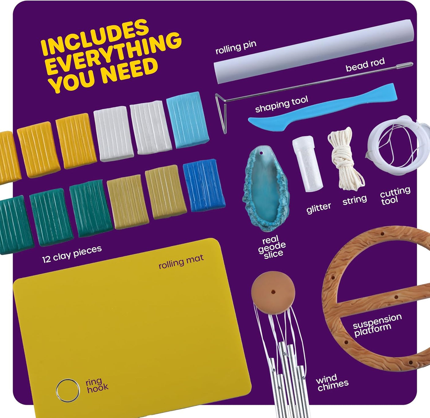 DIY Clay Geode Wind Chime Craft Kit