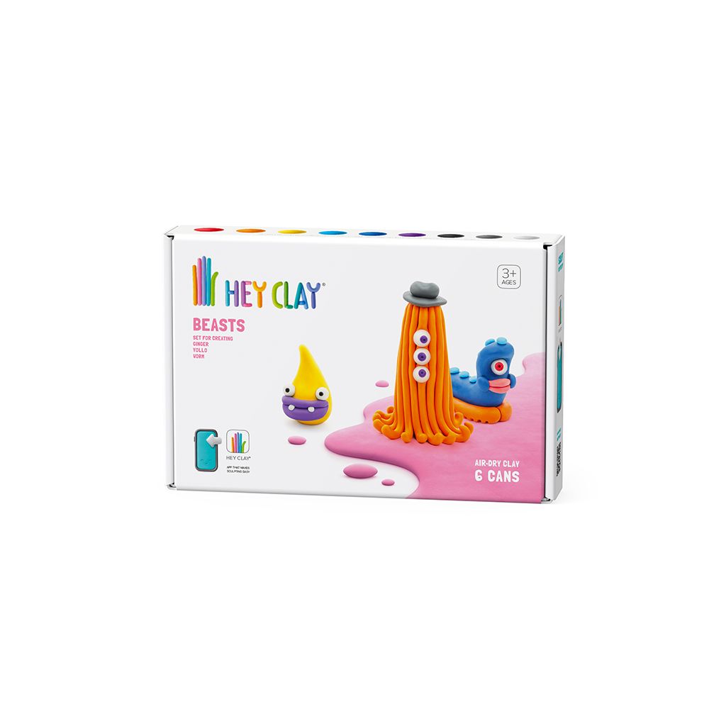 Worm, Ginger, Yollo. Colorful modeling air-dry clay, 6 cans