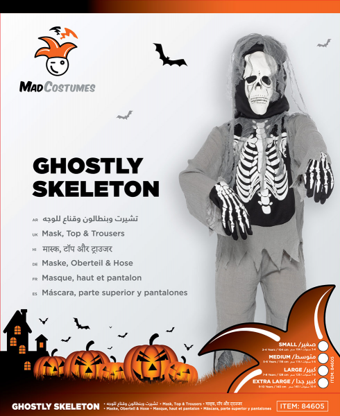 Ghostly Skeleton Kids Halloween Costume
