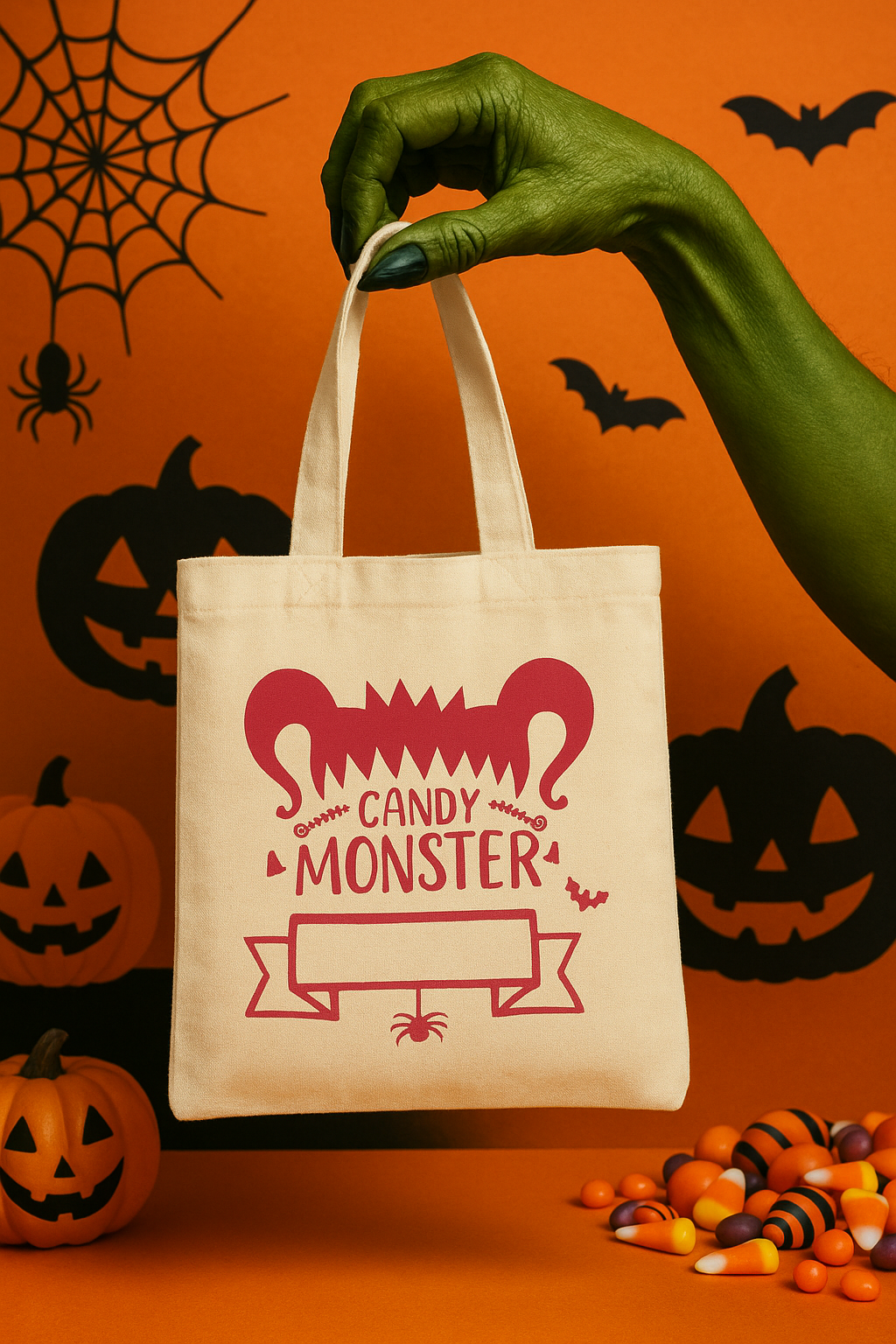Personalized Girl's Trick or Treat Halloween Tote Bag – 21.5 x 21.5 cm