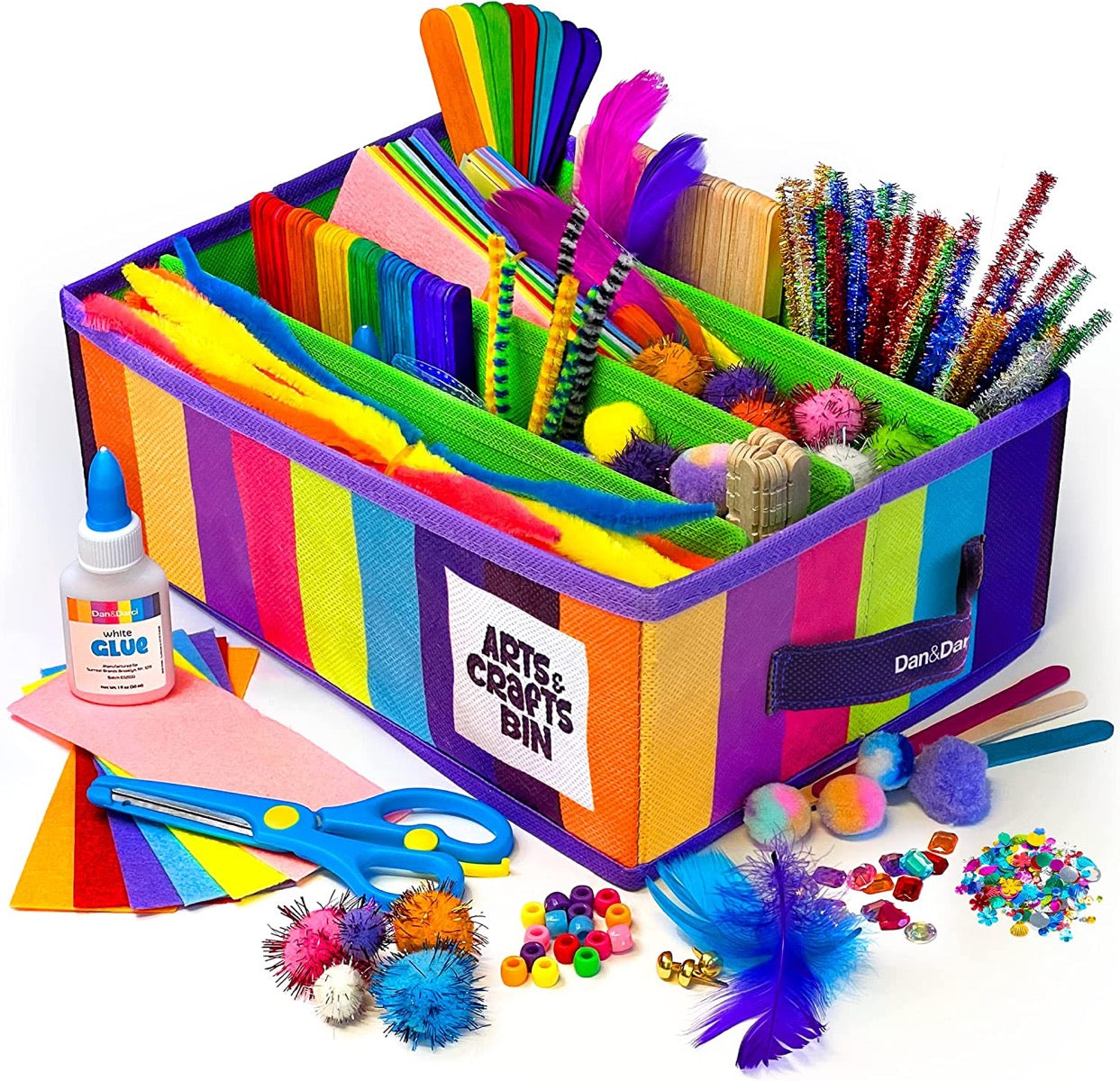 Arts & Crafts Supplies Kit for Kids and Toddlers With Storage Bin