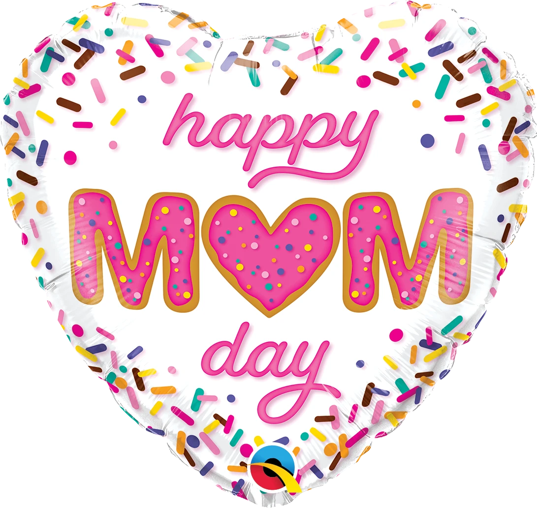 Heart Mom Day Sprinkles Foil Balloon 18"
